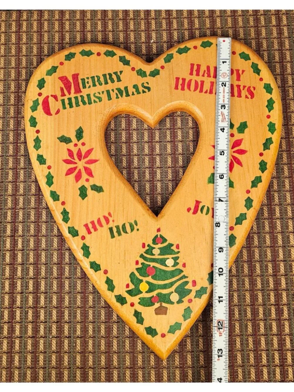 Vintage J.D.I. Handmade Wooden Heart Wall Hanging